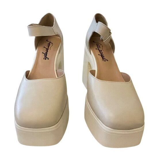 Free People Gwen Leather Mary Jane Platform Heels Shoes Sz 39 US 9 NEW - Picture 2 of 7